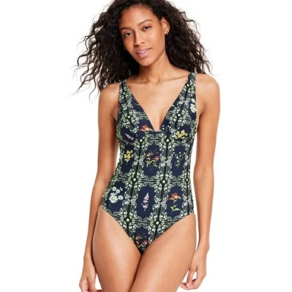 Agua Bendita X Target Dainty Floral Tile Print Cheeky One Piece Swimsuit - Picture 1 of 16
